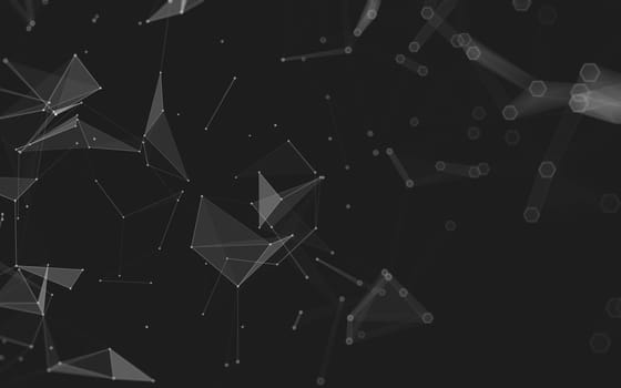 Abstract polygonal space low poly dark background with connecting dots and lines. Connection structure. 3d rendering