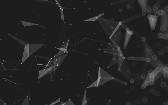 Abstract polygonal space low poly dark background with connecting dots and lines. Connection structure. 3d rendering