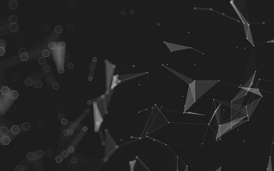 Abstract polygonal space low poly dark background with connecting dots and lines. Connection structure. 3d rendering