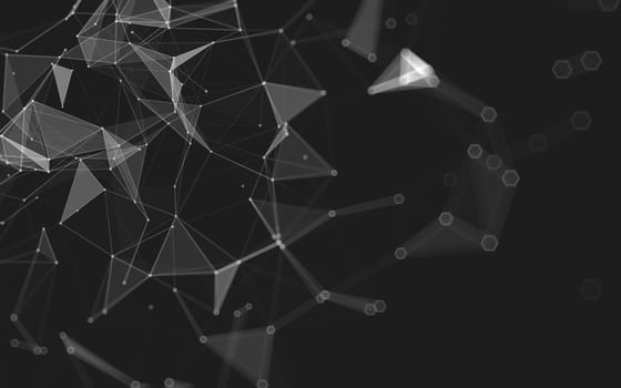 Abstract polygonal space low poly dark background with connecting dots and lines. Connection structure. 3d rendering