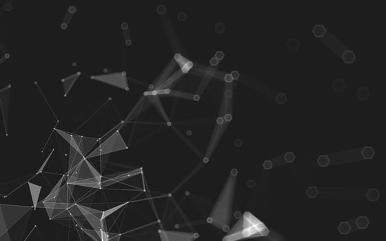 Abstract polygonal space low poly dark background with connecting dots and lines. Connection structure. 3d rendering