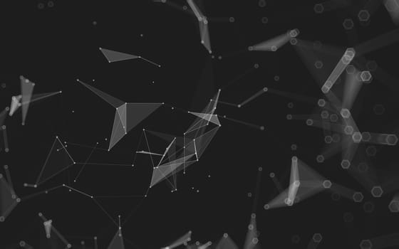 Abstract polygonal space low poly dark background with connecting dots and lines. Connection structure. 3d rendering