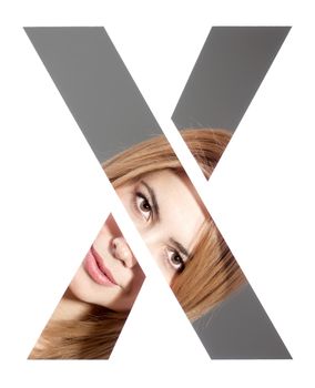 girl portrait behind the letter "X"