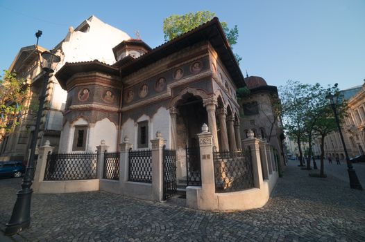 Stavropoleos Church is in the old town of Bucharest, Romania