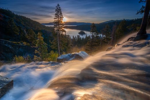Eagle Falls is a popular waterfall in South Lake Tahoe. It's just off Highway 89.