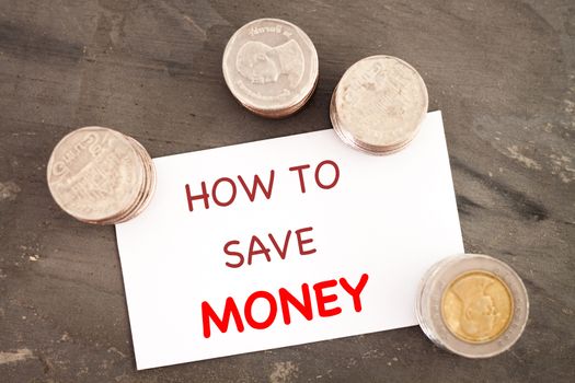 How to save money inspirational quote, stock photo