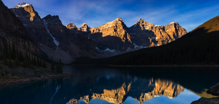 Moraine lake is a glaciated lake in Banff, Alberta Canada.