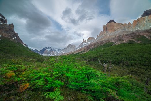 Windy day in Valle Frances, Torres Del Paine, Patagonia Chile.