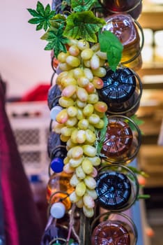 white grape on decorative column on the market for sale