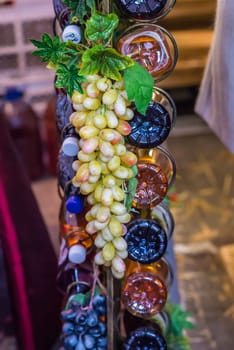 white grape on decorative column on the market for sale