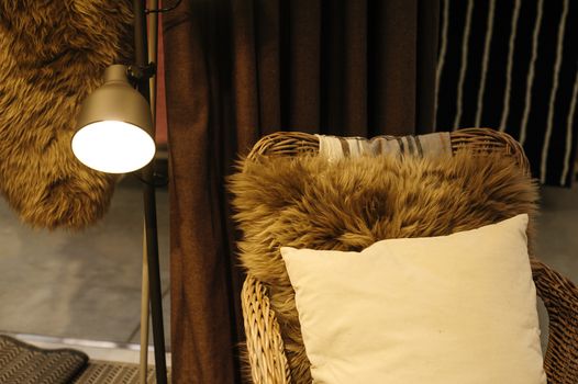 Chair and included reading lamp in bedroom