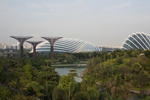 Singapore - 01 November 2014: Supertrees in garden by the bay at Bay South Singapore