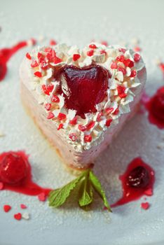 tasty heart shaped cake for Valenines day
