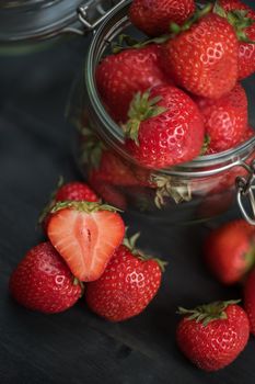 Fresh ripe strawberry in a glass