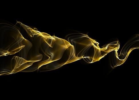 abstract colorful wavy smoke flame over black background