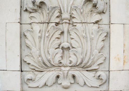 architectural fresco on the wall of the old building