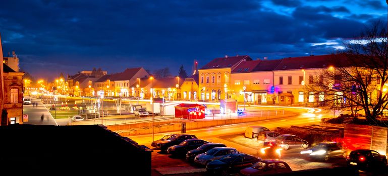 Town of Krizevci evening advent view, Prigorje region of Croatia