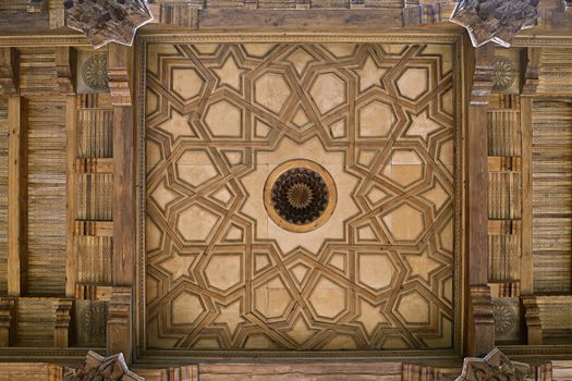 Wooden ceiling of a mosque in Bukhara, Uzbekistan