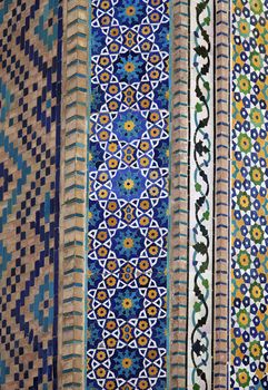 Old Eastern mosaic on the wall of a mosque, Uzbekistan