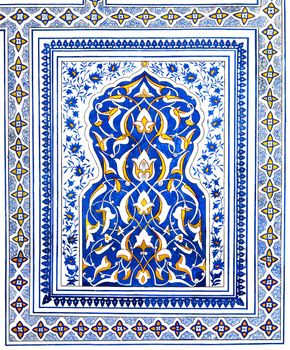 Wall painting of Kok Gumbaz mosque, Shahrisabz, Uzbekistan