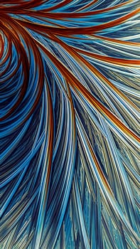 Abstract feather background - computer-generated image. Fractal geometry: chaos entwined glossy bands. For cards, covers, banners.