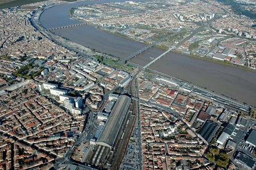 Aerial view of the city of Bordeaux, France