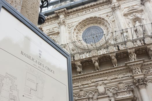 The Basilica of the Holy Cross in Lecce with a scaffolding used for the restoration