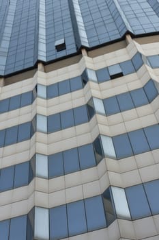 The facade of a modern building intent to symbolize work and business