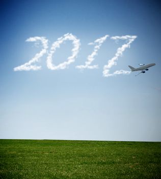 2017 cloud trail from a flying airplane