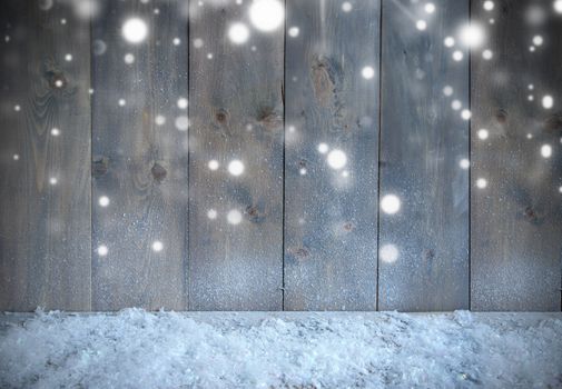 Christmas background with bokeh lights and snow 