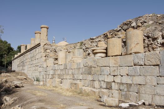 KANGAVAR, IRAN - OCTOBER 3, 2016: Ruins of Anahita Temple, historical site of Kangavar on October 3, 2016 in Iran, Asia