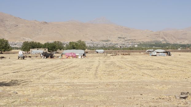 KERMANSHAH, IRAN - OCTOBER 3, 2016: Camp of nomads close to Kermanshah on October 3, 2016 in Iran, Asia