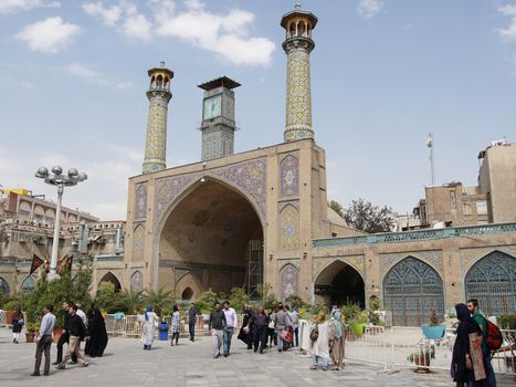 TEHERAN, IRAN - OCTOBER 1, 2016: People in front of the Imam Khomeini Mosque on October 1, 2016 in Teheran, Iran