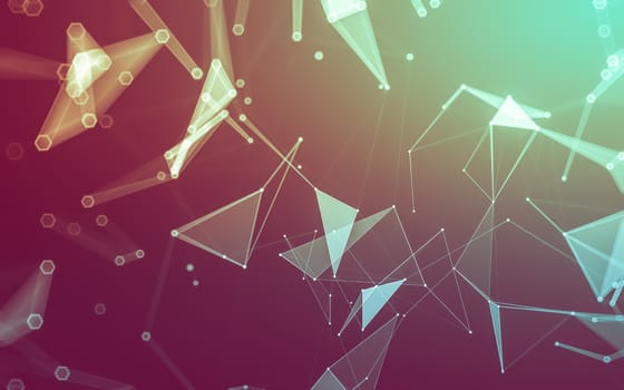 Abstract polygonal space low poly dark background with connecting dots and lines. Connection structure. 3d rendering