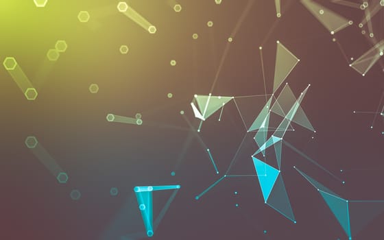 Abstract polygonal space low poly dark background with connecting dots and lines. Connection structure. 3d rendering