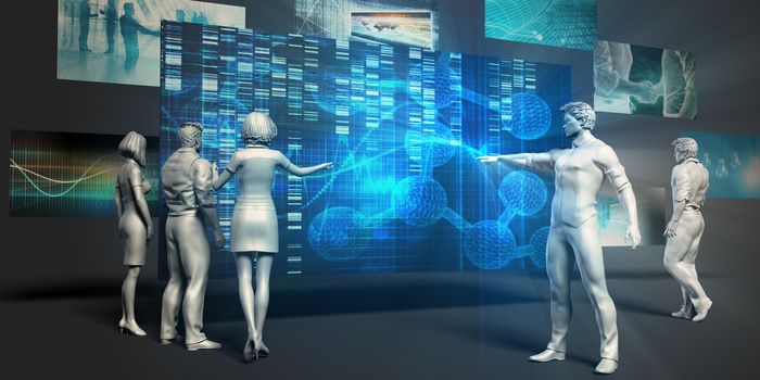 DNA Science Concept with Virtual Presentation Background