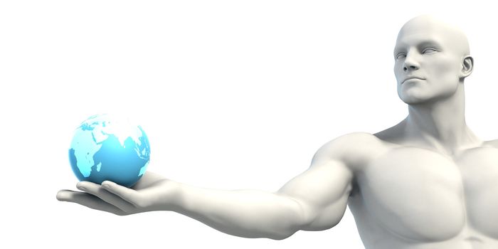 Businessman Working With Global Technology as Concept