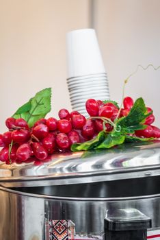 Light red grapes on the iron Pan