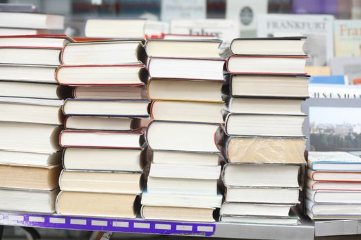 staked Books on a book stall