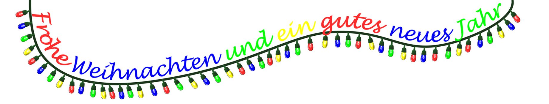 Christmas lights and the german words for Merry Christmas and a happy new year, christmas card