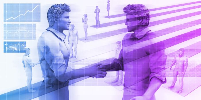 Business Handshake on Digital Technology Background Art