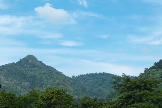 Sky with mountains at Nakornnayok province in Thailand.