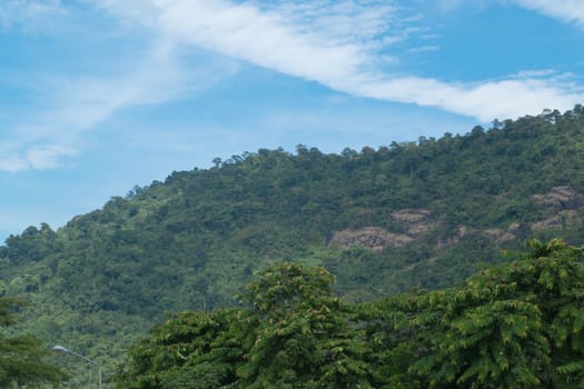 Sky with mountains at Nakornnayok province in Thailand.