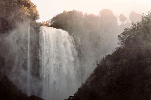 The big jump of the Marmore waterfalls