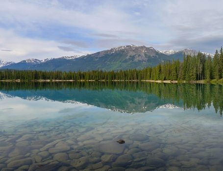 Reflected serene view in Jasper Canada