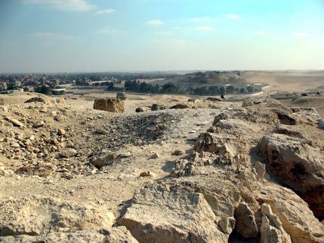 Desert Cairo city. View of the Cairo and Giza, Egypt