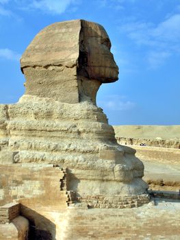 Great Coloss Famous Sphinx in sunny day, Giza, Egypt