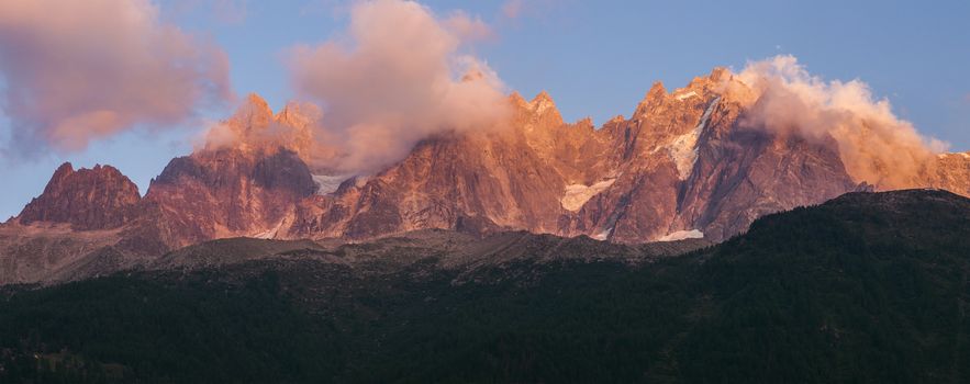 Alpes peaks in Chamonix area. Chamonix, Auvergne-Rhone-Alpes, France.