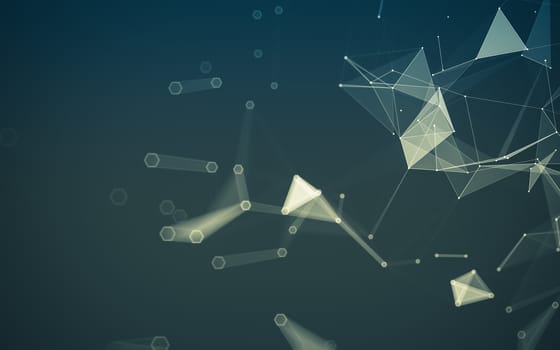 Abstract polygonal space low poly dark background with connecting dots and lines. Connection structure. 3d rendering