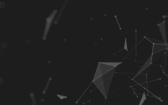 Abstract polygonal space low poly dark background with connecting dots and lines. Connection structure. 3d rendering